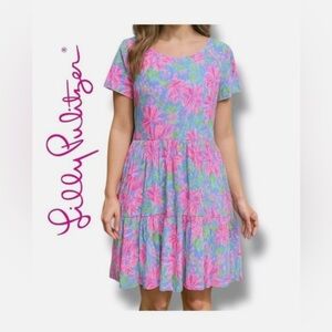 NWT Lilly Pulitzer Geana Tiered Dress XS Blue Peri Resortwear Vacation